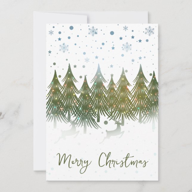 Snowy Forest Reindeer Unique Christmas Card (Front)