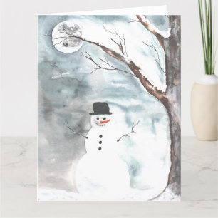Snowy Forest Snowman Thank You Card