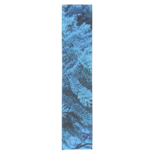 Snowy Forest Spruce Branches Short Table Runner