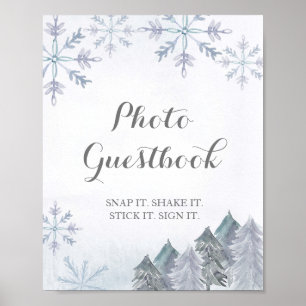 Snowy forest Watercolor Photo Guestbook sign