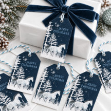 Snowy Forest Wild White Horse Merry Christmas