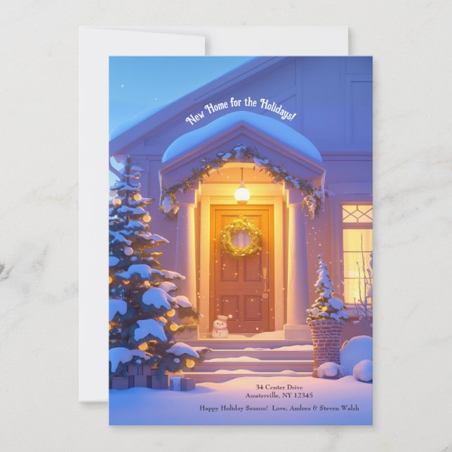 Snowy Front Door Holiday Moving Announcement (Front)
