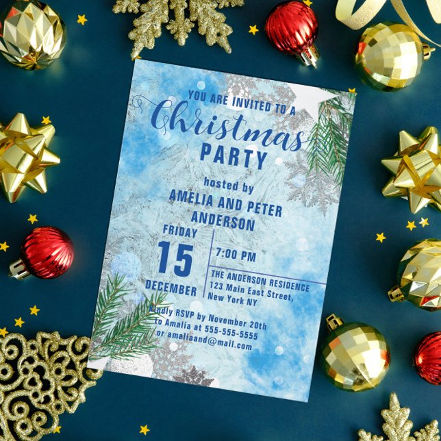 Snowy Frosty Winter Christmas Party Invitation (Creator Uploaded)