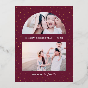 Snowy Globe Christmas Photo Purple Foil Holiday Postcard