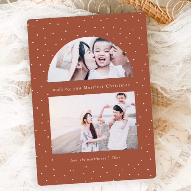 Snowy Globe Terracotta Christmas Photo Card (Creator Uploaded)