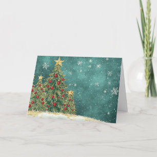 Snowy Gold Foil Christmas Tree Design Card