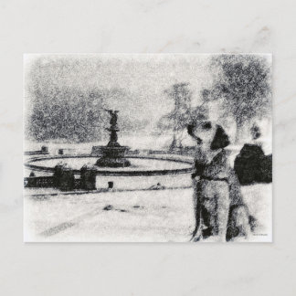 "Snowy Golden by Bethesda Fountain" Central Park Postcard