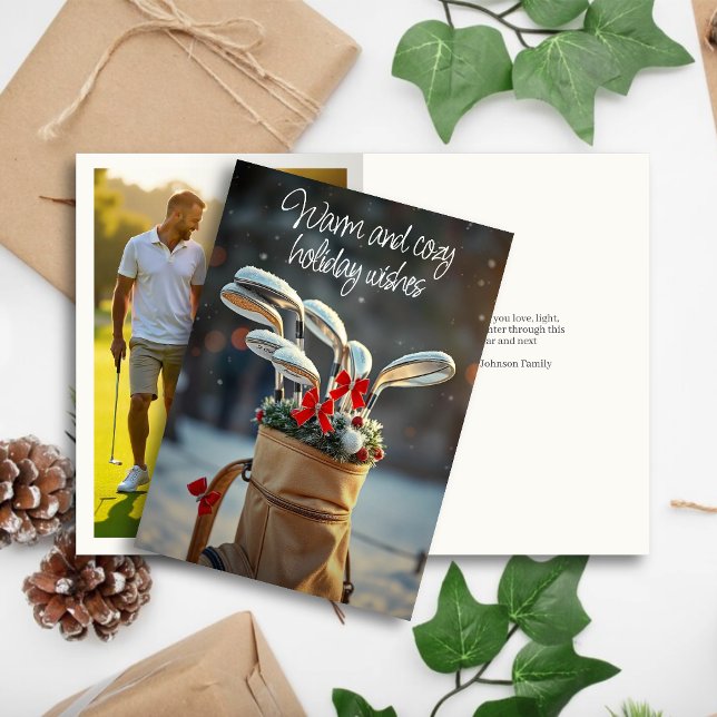 Snowy Golf Winter Season Wishes • Family Photo Holiday Card (Creator Uploaded)