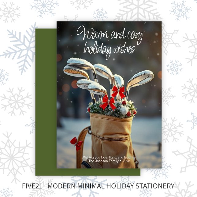 Snowy Golf Winter Season Wishes • Green Holiday Card (Creator Uploaded)