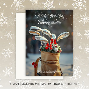 Snowy Golf Winter Season Wishes Holiday Card
