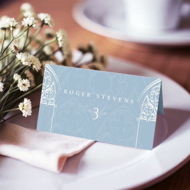 Snowy Gothic Winter Fairytale Christmas Blue Place Card (Creator Uploaded)