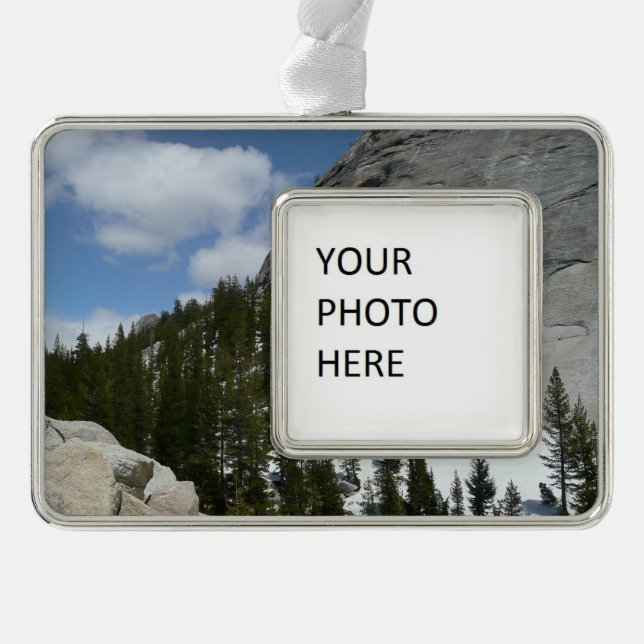 Snowy Granite Domes II Yosemite National Park Silver Plated Framed Ornament (Front)
