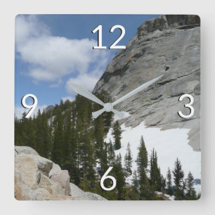 Snowy Granite Domes II Yosemite National Park Square Wall Clock