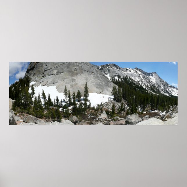 Snowy Granite Domes Panorama at Yosemite Poster (Front)