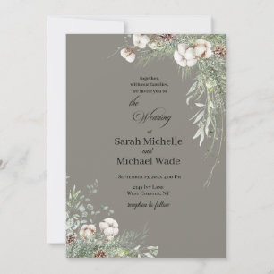 Snowy Greenery Wedding Invitation