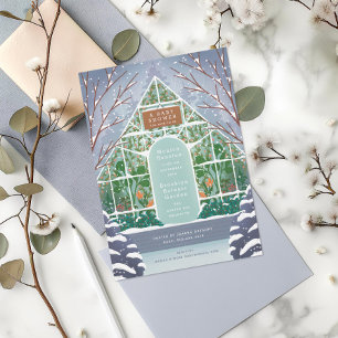 Snowy Greenhouse Winter Baby Shower Invitation