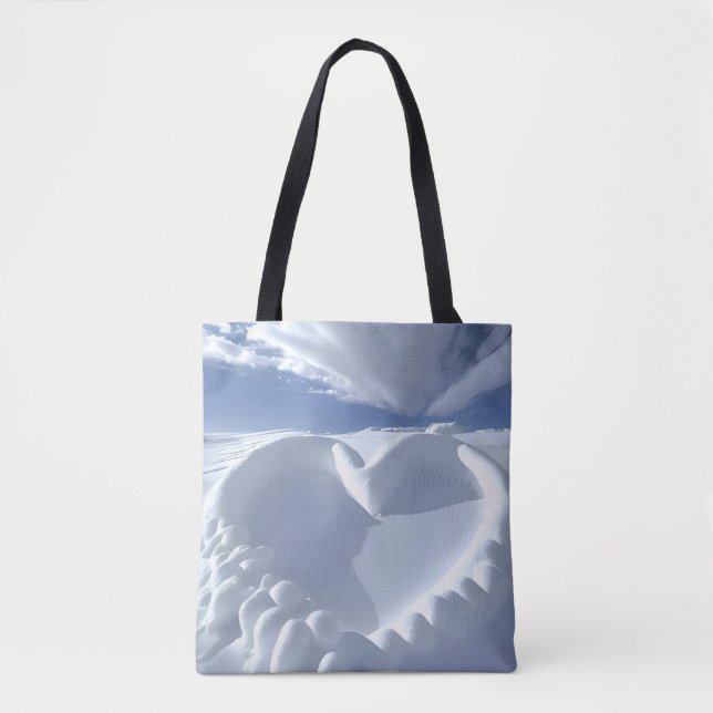 Snowy Heart Sculpture Tote Bag (Front)