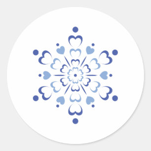 Snowy Heartburst Classic Round Sticker