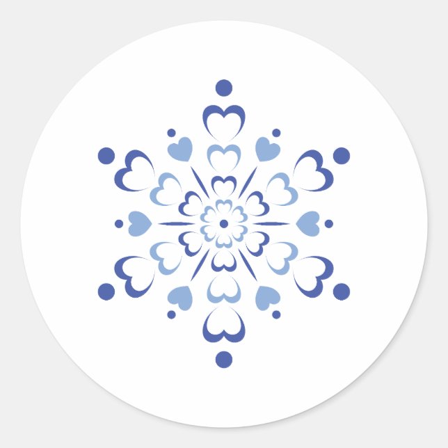 Snowy Heartburst Classic Round Sticker (Front)