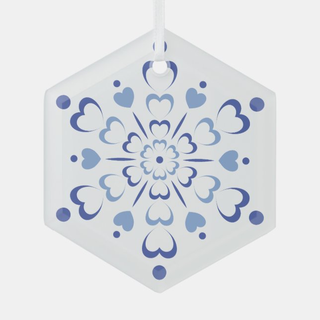 Snowy Heartburst Glass Tree Decoration (Front)