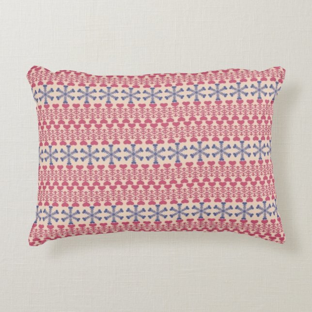 Snowy Hearts Decorative Cushion (Front)