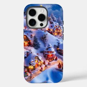 Snowy Hills Whimsical Christmas Village iPhone 16 Pro Case