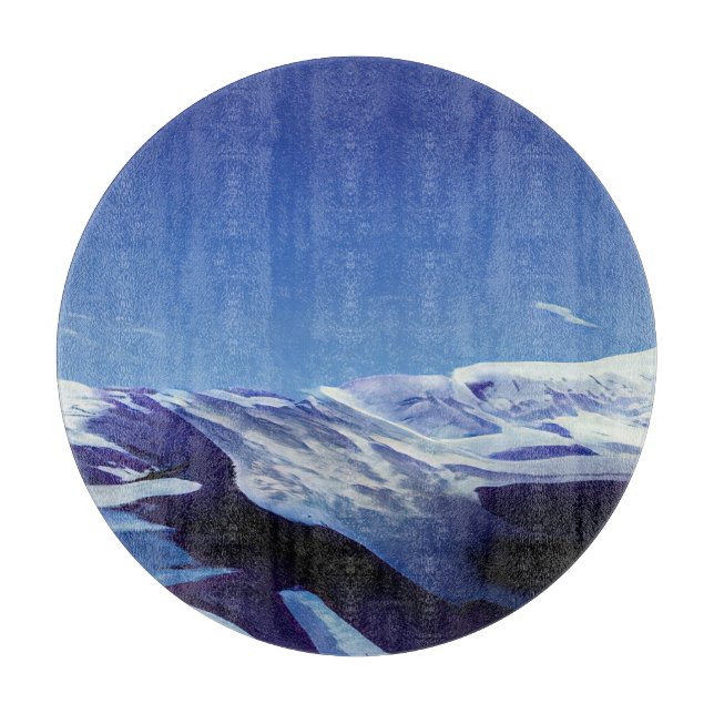 Snowy hills, winter panorama cutting board (Front)