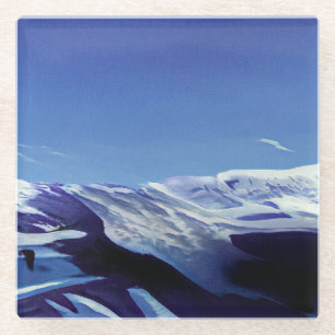 Snowy hills, winter panorama glass coaster