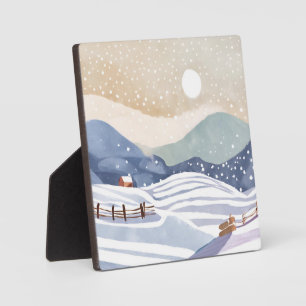 Snowy Hillside   Watercolor Winter Plaque