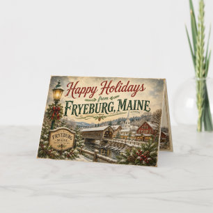 Snowy Holiday Cheer in Fryeburg Maine Greeting Car Card