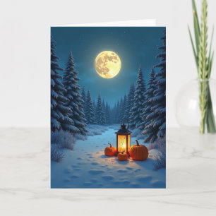 Snowy Holiday Glow Pumpkins Card