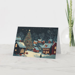 Snowy Homes with Festive Lights Card