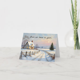 Snowy House Winter Holiday Greeting Card