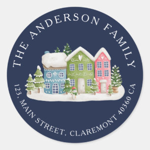 Snowy Houses return address label