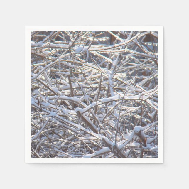 Snowy Ice Branches in Winter Napkin (Front)