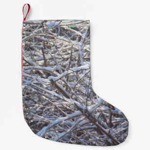 Snowy Ice Branches in Winter Small Christmas Stocking