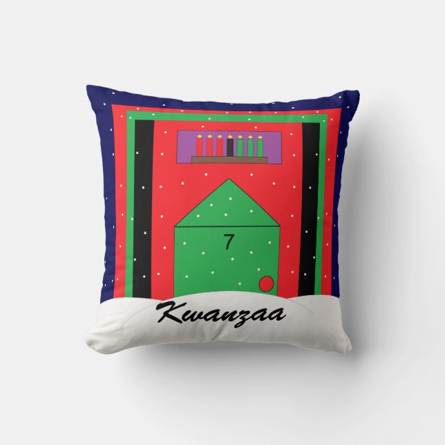 Snowy Kwanzaa Cushion (Front)