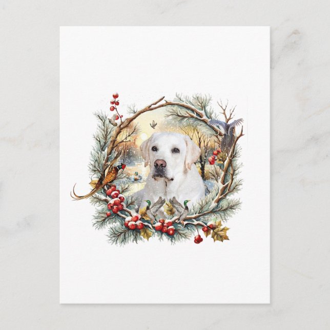 Snowy Labrador Retriever Holiday Postcard (Front)