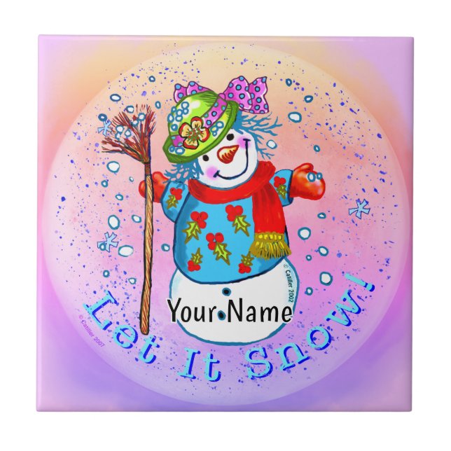 Snowy Lady Snowman Tile (Front)