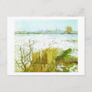Snowy Landscape Arles Background Van Gogh Fine Art Postcard