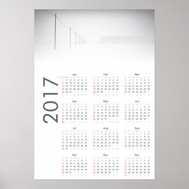 Snowy Landscape Calendar 2017 Poster (Front)