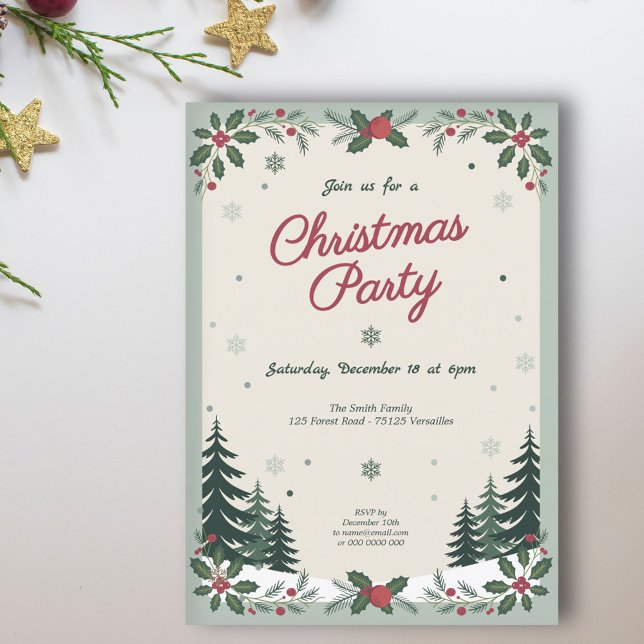 Snowy Landscape & Fir Trees - Christmas Party Invitation (Snowy Landscape & Fir Trees - Christmas Party Invitation)