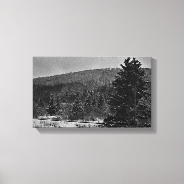 Snowy Landscape in Black and White Canvas Print (Front)