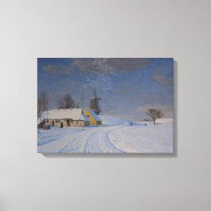 Snowy Landscape in Winter (by H.A. Brendekilde) Canvas Print