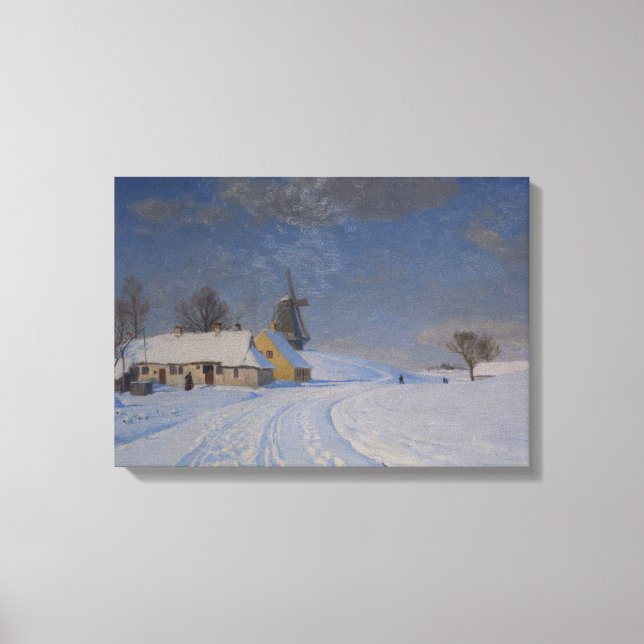Snowy Landscape in Winter (by H.A. Brendekilde) Canvas Print (Front)