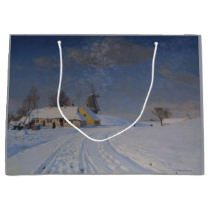 Snowy Landscape in Winter (by H.A. Brendekilde) Large Gift Bag