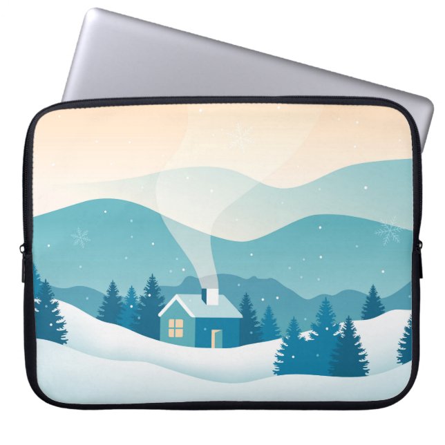 Snowy Landscape Laptop Sleeve (Front)
