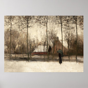 Snowy Landscape Painting, Winter Wall Art
