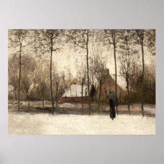 Snowy Landscape Painting, Winter Wall Art