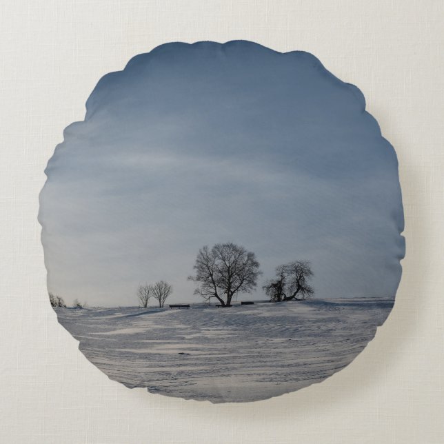 Snowy landscape  round cushion (Front)